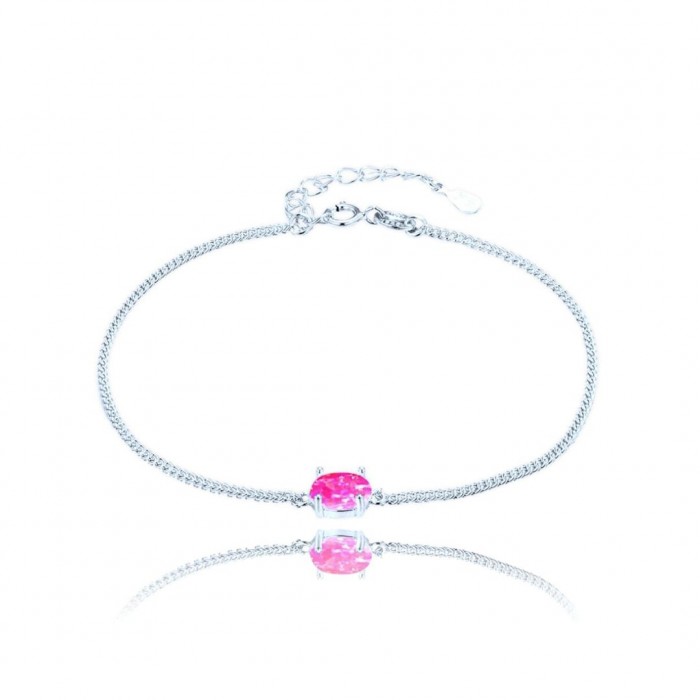 Bransoletka srebrna 925 z różowym opalem