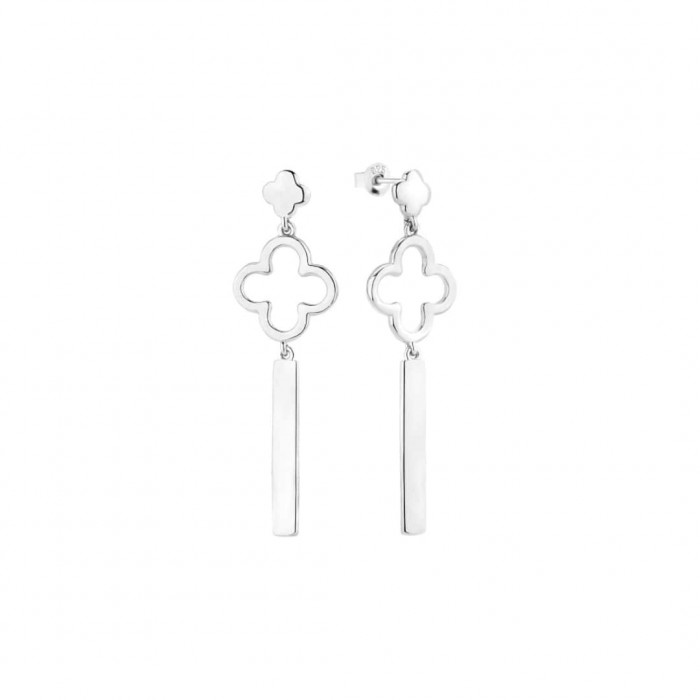 Kolczyki srebrne rodowane z koniczyną