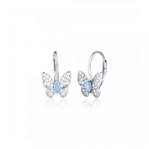 Kolczyki srebrne 925 - motyle z błękitnymi cyrkoniami Kolczyki srebrne 925 - motyle z błękitnymi cyrkoniami