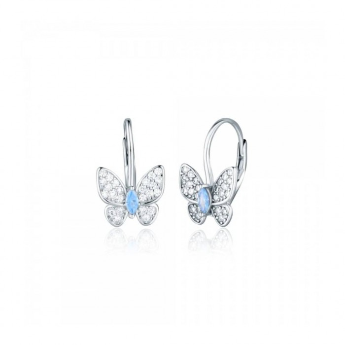 Kolczyki srebrne 925 - motyle z błękitnymi cyrkoniami