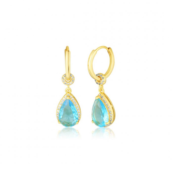 Kolczyki srebrne 925 pozłacane - błękitne łezki