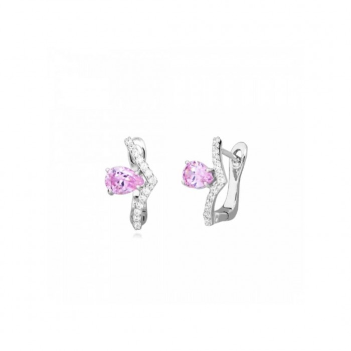 Kolczyki srebrne 925 z różowymi i białymi cyrkoniami