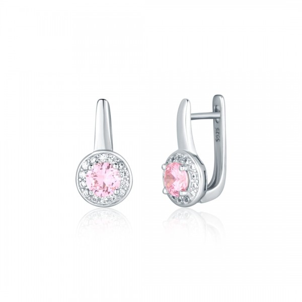 Kolczyki srebrne z różowymi cyrkoniami
