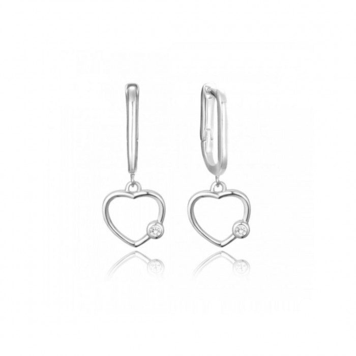 Kolczyki srebrne 925 - serca z małą cyrkonią
