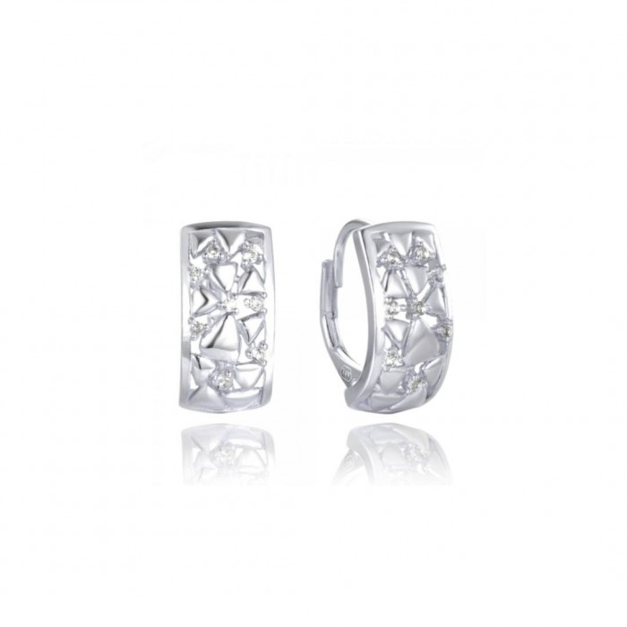 Kolczyki srebrne ażurowe z cyrkoniami