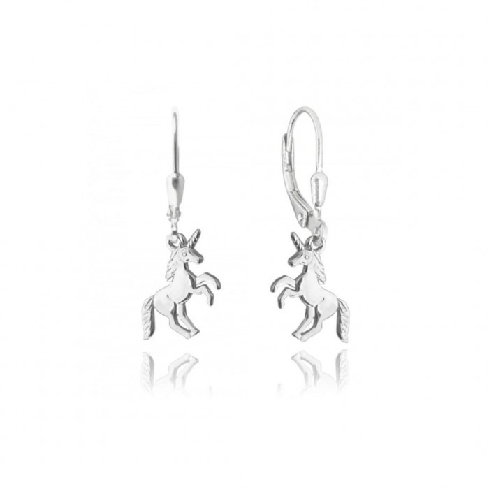 Kolczyki srebrne - jednorożec