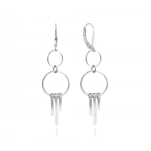 Kolczyki srebrne koła z wiszącymi patyczkami