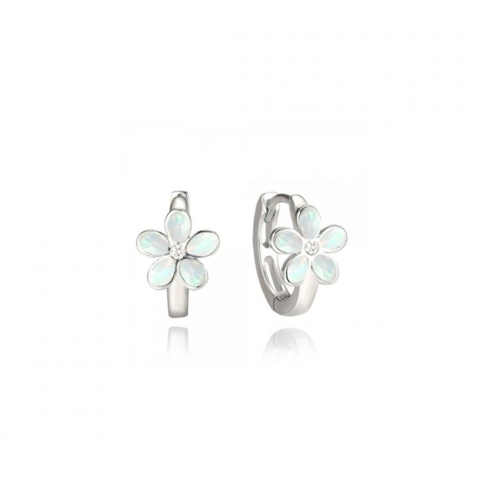 Kolczyki srebrne - kwiaty, białe opale i cyrkonie
