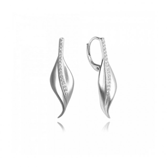 Kolczyki srebrne - listki z cyrkoniami