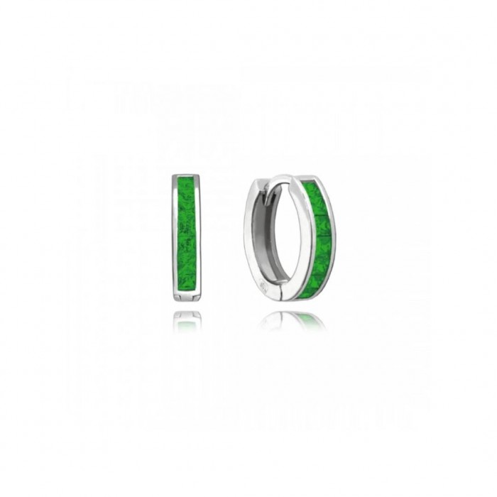 Kolczyki srebrne - okrągłe z zielonymi cyrkoniami