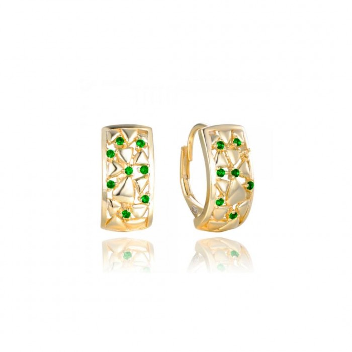 Kolczyki srebrne pozłacane ażurowe z cyrkoniami