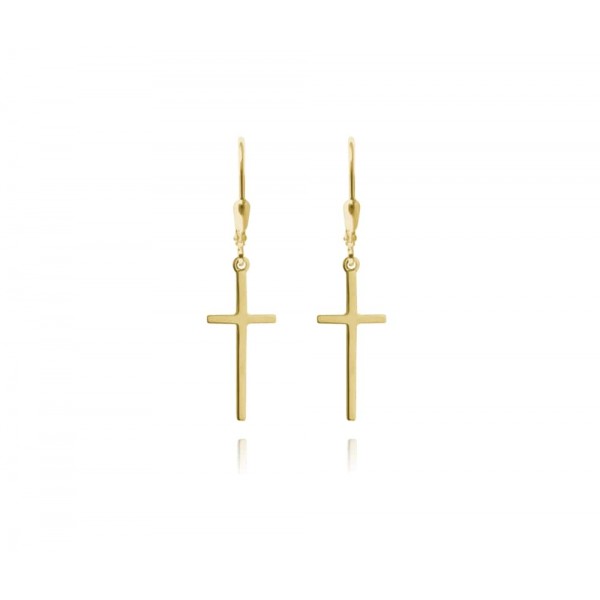 Kolczyki srebrne pozłacane - krzyż