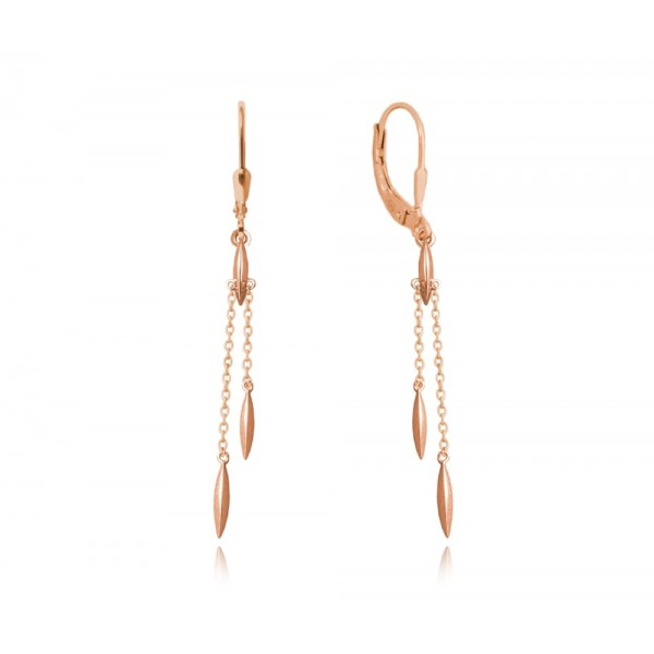 Kolczyki srebrne pozłacane (rose gold) wiszące 