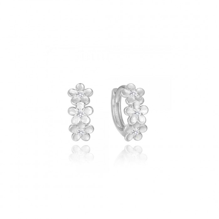 Kolczyki srebrne - trzy kwiatki z cyrkoniami