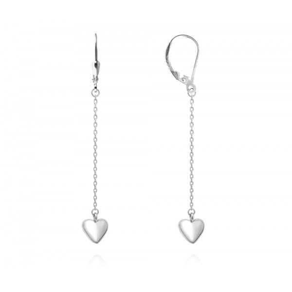 Kolczyki srebrne wiszące serca