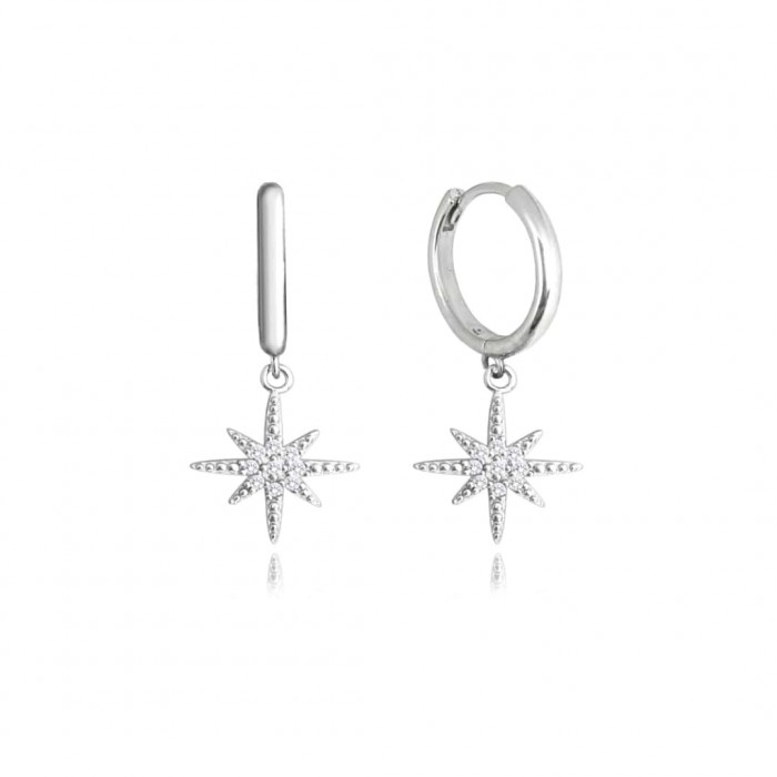Kolczyki srebrne z cyrkoniami - gwiazdy