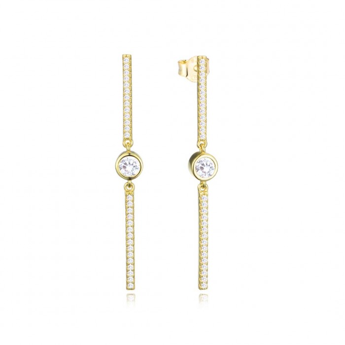 Kolczyki srebrne złocone na sztyft - długie patyczki