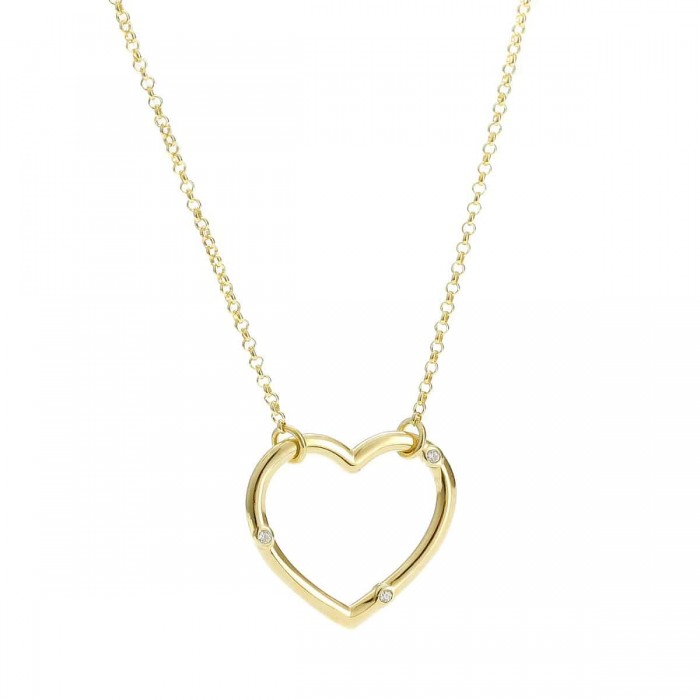 Naszyjnik srebrny pozłacany - serce z cyrkoniami