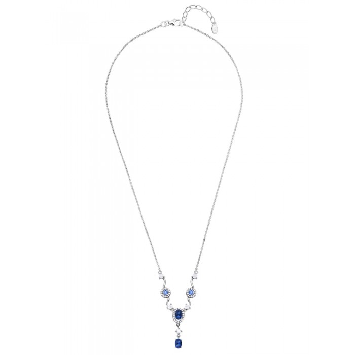 Naszyjnik srebrny 925 z tanzanitami syntetycznymi i cyrkoniami