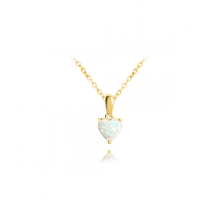 Naszyjnik pozłacany - opal w kształcie serca