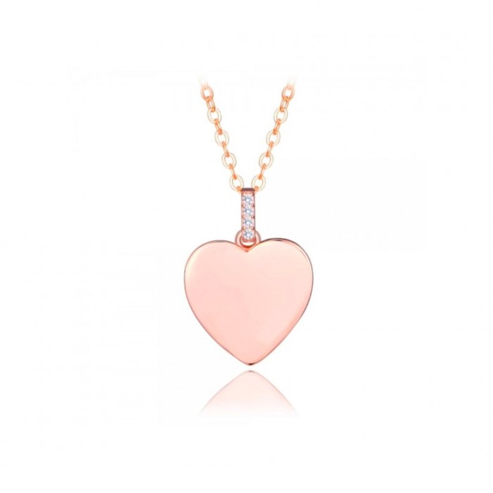 Naszyjnik pozłacany rose gold z zawieszką - gładkie serce