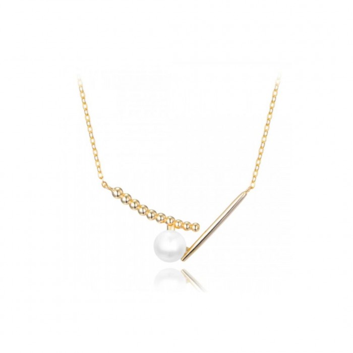 Naszyjnik srebrny 925 pozłacany z perłą