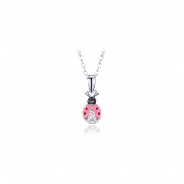 Naszyjnik srebrny 925 - z różową biedronką