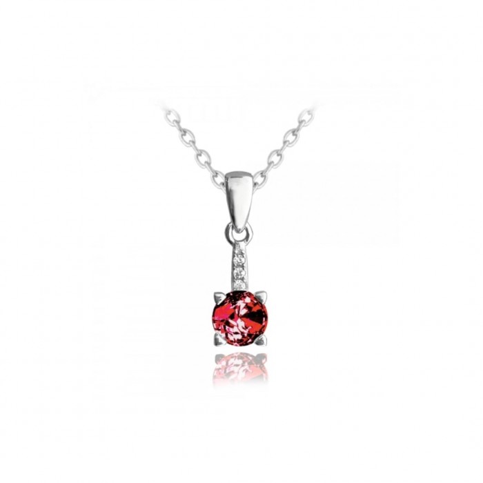 Naszyjnik srebrny - elegancki z czerwoną cyrkonią Naszyjnik srebrny - elegancki z czerwoną cyrkonią