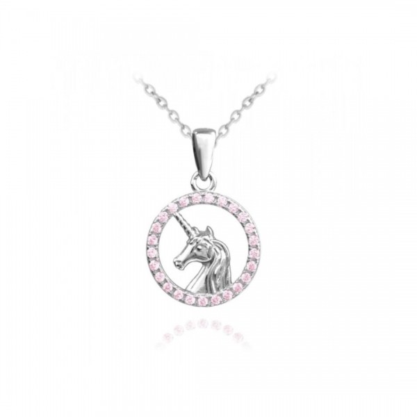 Naszyjnik srebrny - jednorożec z różowymi cyrkoniami naszyjnik-srebrny-jednorozec-z-rozowymi-cyrkoniami-mnsjmad0028pn38