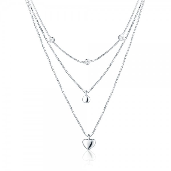 Naszyjnik srebrny potrójny z sercem