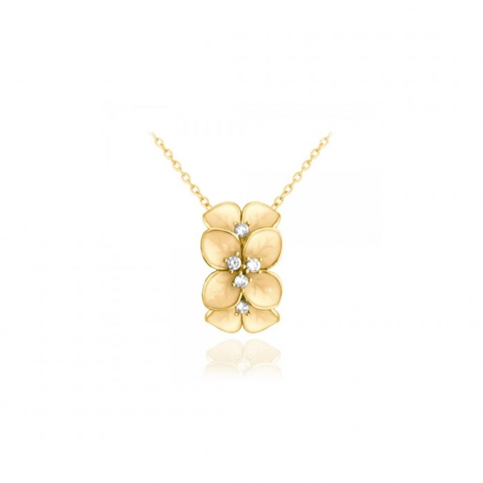 Naszyjnik srebrny pozłacany - kwiat z cyrkoniami