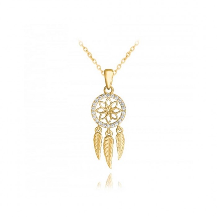 Naszyjnik srebrny pozłacany - łapacz snów Naszyjnik srebrny pozłacany - łapacz snów