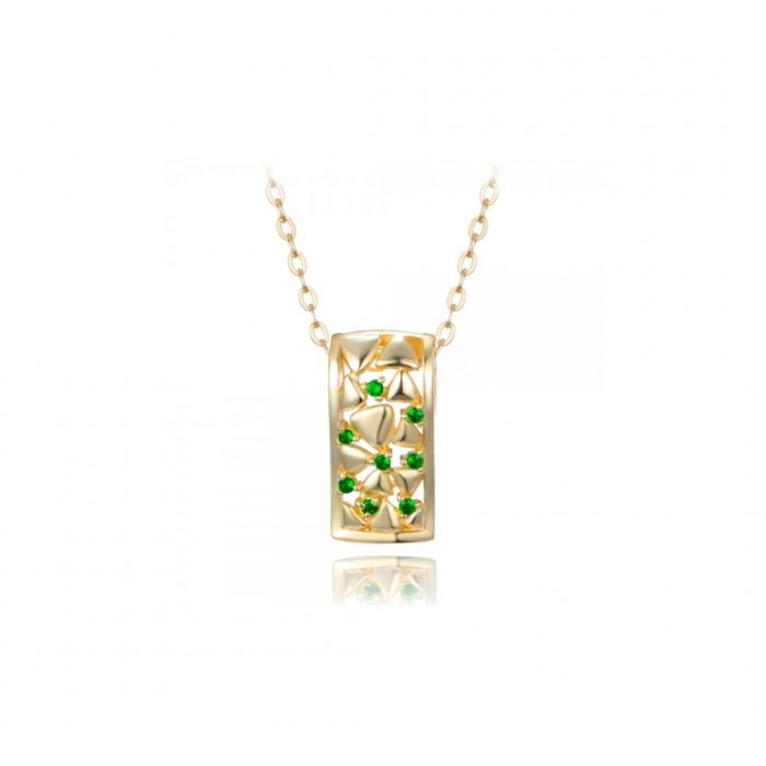 Naszyjnik srebrny pozłacany z ażurową zawieszką z cyrkoniami