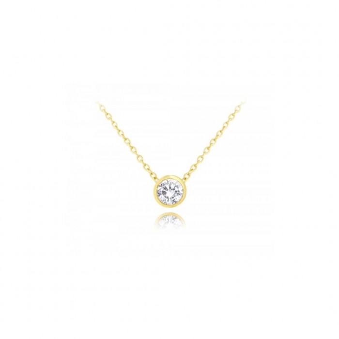 Naszyjnik srebrny pozłacany z cyrkonią