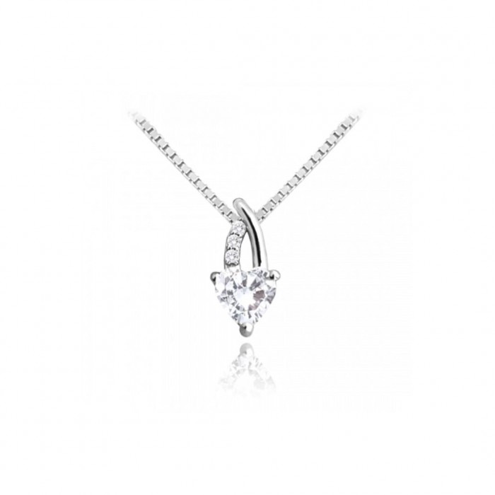 Naszyjnik srebrny - serduszko z cyrkonią