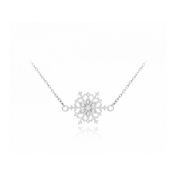 Naszyjnik srebrny - śnieżynka z cyrkoniami