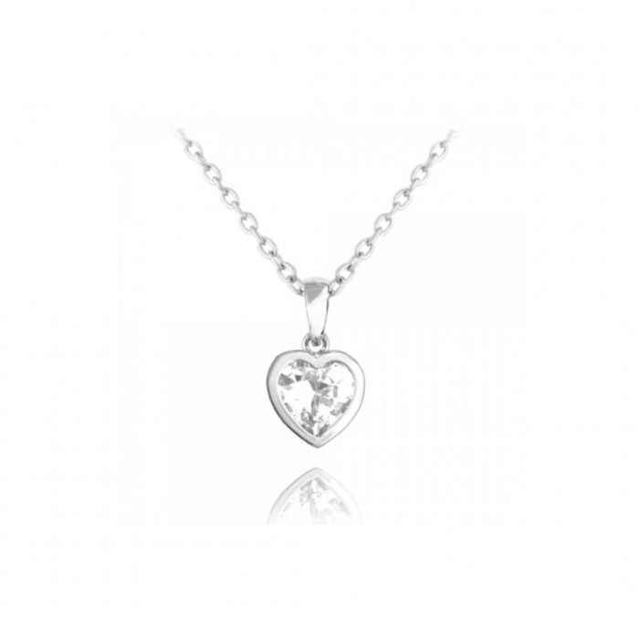 Naszyjnik srebrny z białą cyrkonią - serce