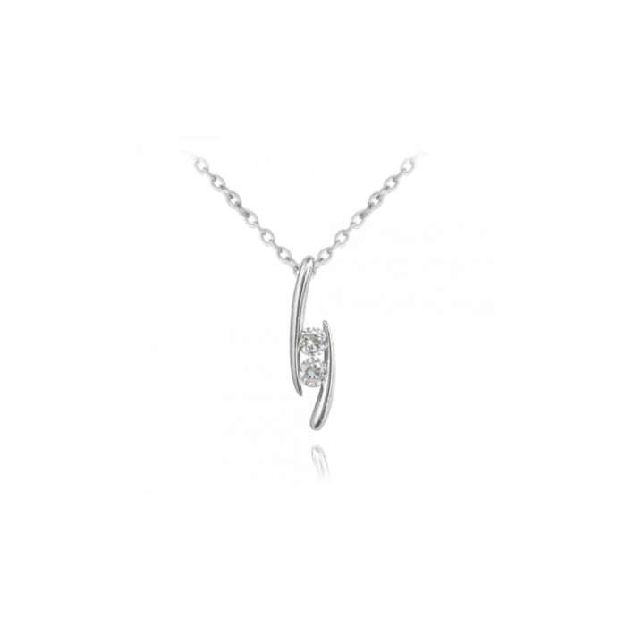Naszyjnik srebrny z dwiema cyrkoniami