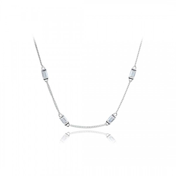 Naszyjnik srebrny z prostokątnymi cyrkoniami