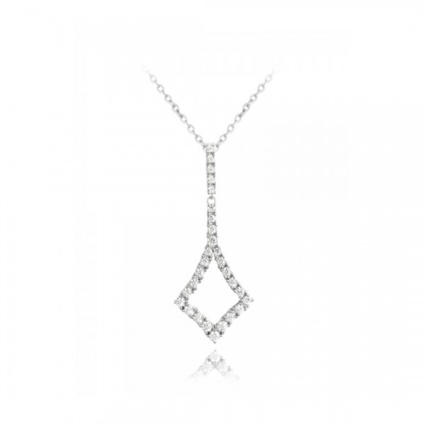 Naszyjnik srebrny z zawieszką - łezka z białymi cyrkoniami