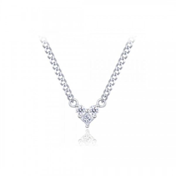 Naszyjnik srebrny z zawieszką - serduszko i cyrkonie