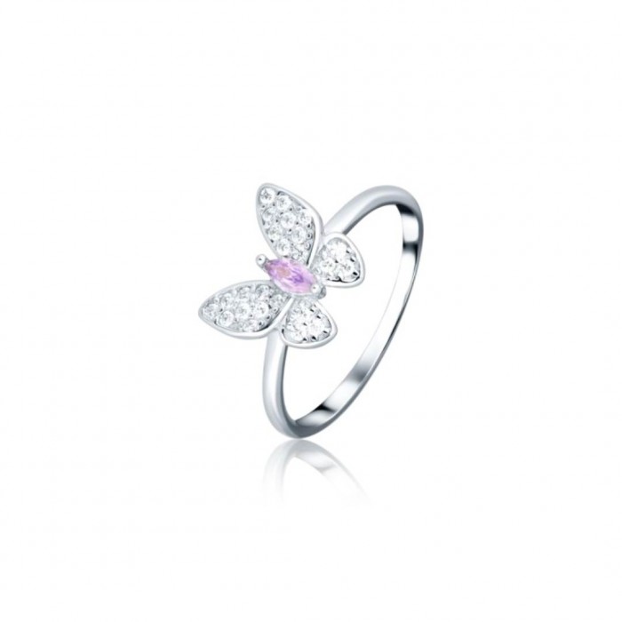 Pierścionek srebrny 925 z cyrkoniami - fioletowy motyl Pierścionek srebrny 925 z cyrkoniami - fioletowy motyl