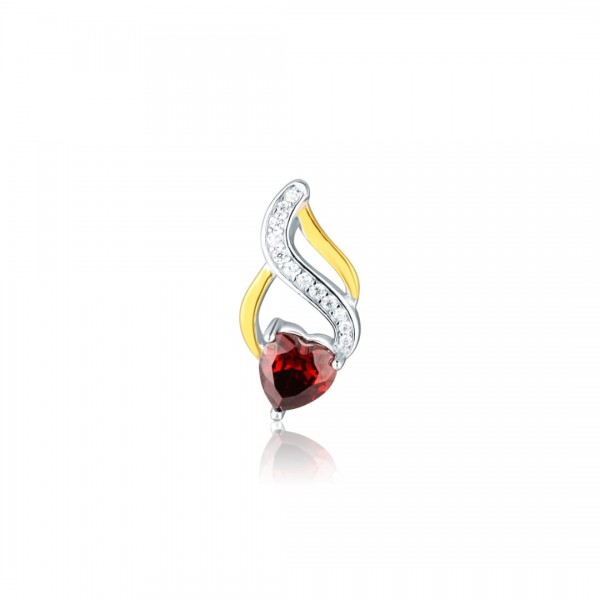 Zawieszka srebrna - dwukolorowa łezka z czerwonym sercem