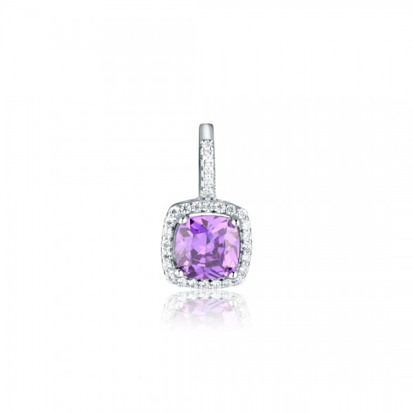 Zawieszka srebrna kwadratowa z fioletową cyrkonią