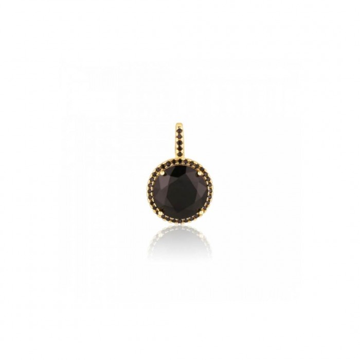 Zawieszka srebrna pozłacana z dużą czarną cyrkonią