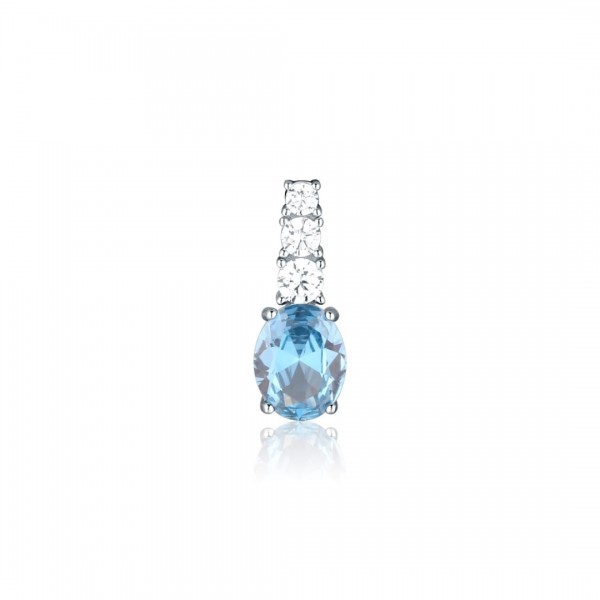 Zawieszka srebrna z błękitną owalną cyrkonią