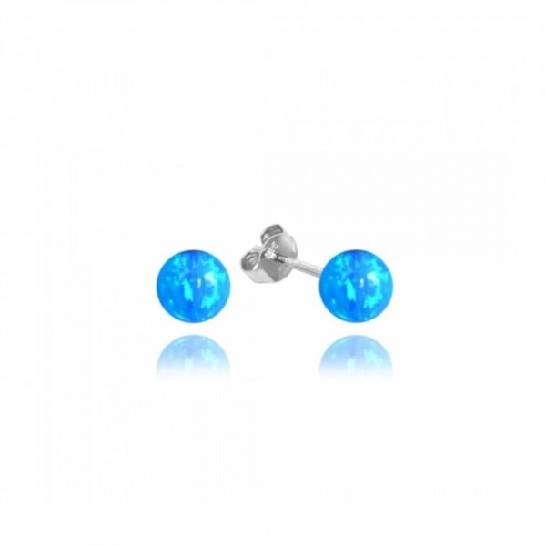 Kolczyki srebrne z błękitnym opalitem 6 mm