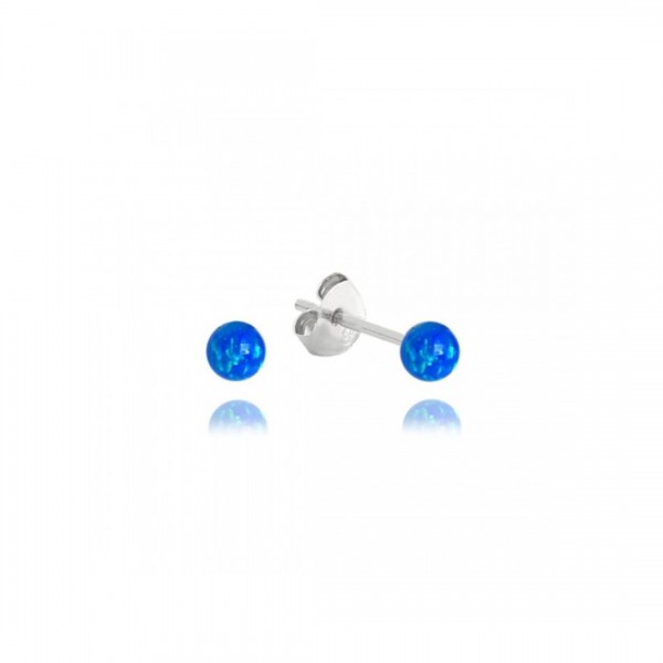 Kolczyki srebrne z niebieskim opalitem 3 mm