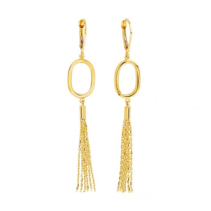 Kolczyki złote 585 ogniwa z wiszącymi łańcuszkami