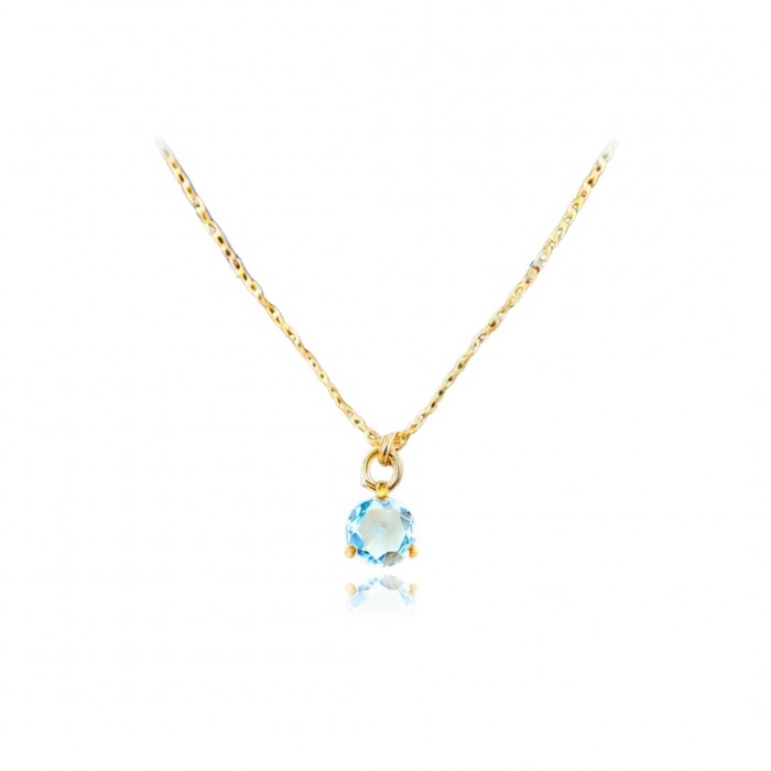 Naszyjnik złoty 585 z zawieszką błękitny topaz